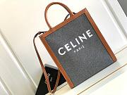Celine Small Vertical Cabas Textile With Celine & Calfskin Grey/Beige - 1