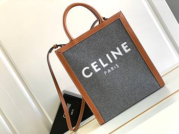 Celine Small Vertical Cabas Textile With Celine & Calfskin Grey/Beige