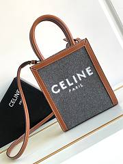 Celine Mini Vertical Cabas Textile With Celine & Calfskin Grey/Beige - 1