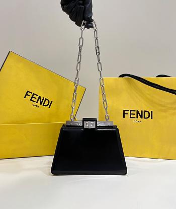 Fendi Peekaboo Cut Petite Black Leather Bag size 20.5 x 14 x 11 cm