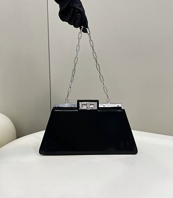 Fendi Peekaboo Cut Medium Black Leather Bag size 34 x 18.5 x 11 cm