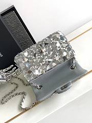Chanel Mini Flap Bag Sequins & Silver-Tone Metal Silver AS3523 - 5