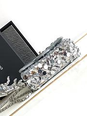 Chanel Mini Flap Bag Sequins & Silver-Tone Metal Silver AS3523 - 4