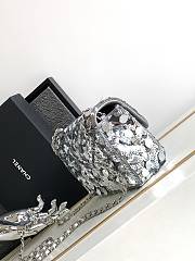 Chanel Mini Flap Bag Sequins & Silver-Tone Metal Silver AS3523 - 3