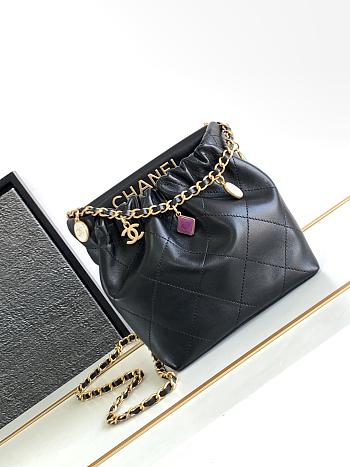 Chanel Small Bucket Bag Black Lambskin, Resin & Gold-Tone Metal