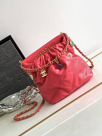 Chanel Small Bucket Bag Red Lambskin, Resin & Gold-Tone Metal