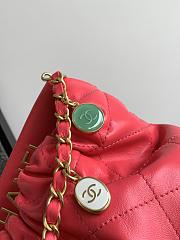 Chanel Small Bucket Bag Red Lambskin, Resin & Gold-Tone Metal - 3