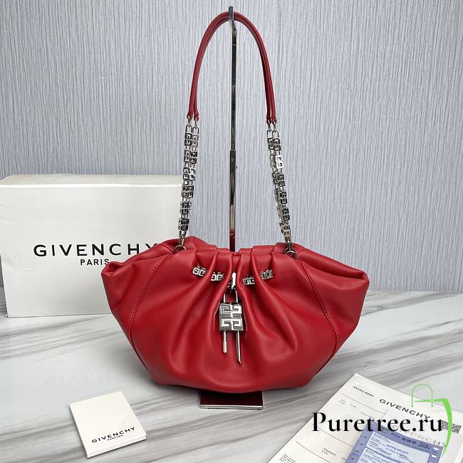 Givenchy Kenny Small Red Leather Shoulder Bag 32 x 22 x 17 cm - 1
