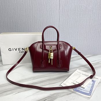 Givenchy Mini Antigona Bag Burgundy Leather 23 x 27 x 13 cm