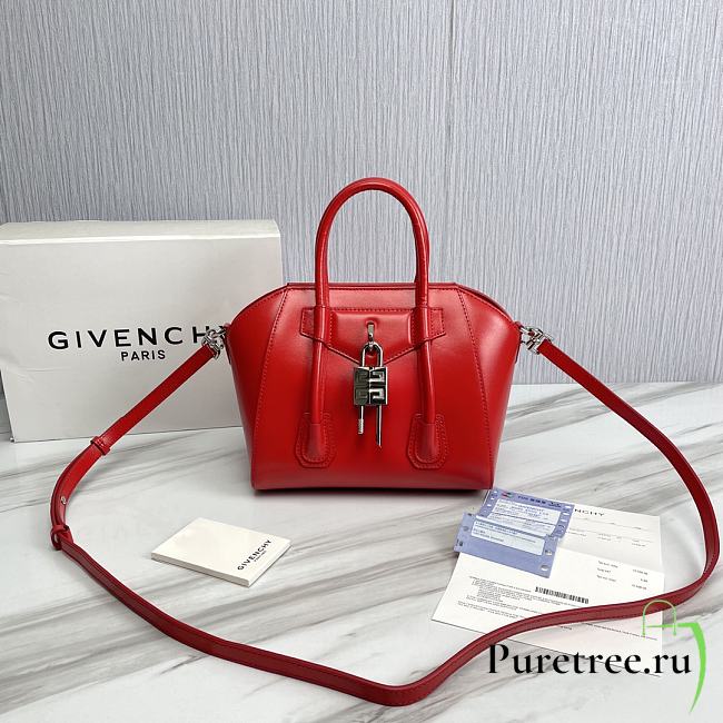 Givenchy Mini Antigona Bag Red Leather 23 x 27 x 13 cm - 1