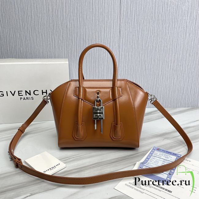 Givenchy Mini Antigona Bag Brown Leather 23 x 27 x 13 cm - 1