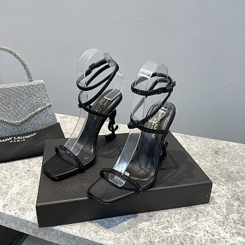 YSL Opyum Crystal-Embellished Sandals Full Black