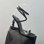 YSL Opyum Crystal-Embellished Sandals Full Black - 6