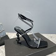 YSL Opyum Crystal-Embellished Sandals Black - 6