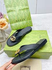 Gucci Women's Interlocking G Thong Sandal Black - 6