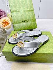 Gucci Women's Interlocking G Thong Sandal Silver - 1