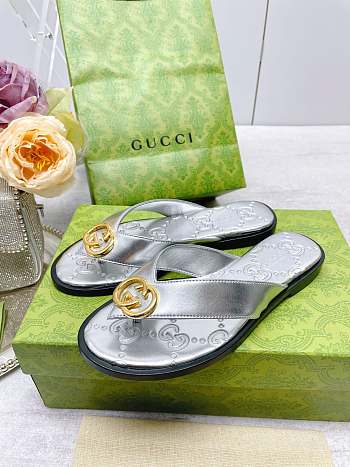Gucci Women's Interlocking G Thong Sandal Silver
