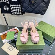 Gucci Women's Interlocking G Studs Sandal Pink - 5