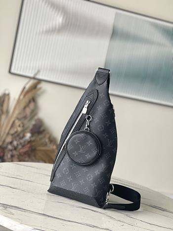 Louis Vuitton Duo Sling Bag Black Monogram Canvas & Taiga Leather M30936