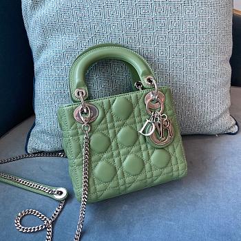Dior Mini Lady Bag Green Lambskin Size 17 x 15 x 7 cm