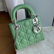 Dior Mini Lady Bag Green Lambskin Size 17 x 15 x 7 cm - 5