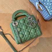 Dior Mini Lady Bag Green Lambskin Size 17 x 15 x 7 cm - 3