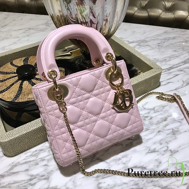 Dior Mini Lady Bag Powder Pink Lambskin Size 17 x 15 x 7 cm - 1