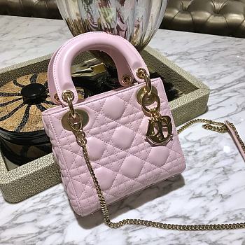 Dior Mini Lady Bag Powder Pink Lambskin Size 17 x 15 x 7 cm