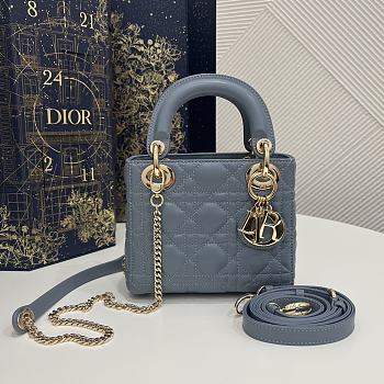 Dior Mini Lady Bag Cloud Blue Lambskin Size 17 x 15 x 7 cm