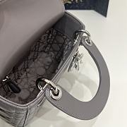 Dior Mini Lady Bag Gray Lambskin & Silver Hardware Size 17x15x7 cm - 5