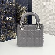 Dior Mini Lady Bag Gray Lambskin & Silver Hardware Size 17x15x7 cm - 4
