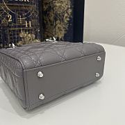 Dior Mini Lady Bag Gray Lambskin & Silver Hardware Size 17x15x7 cm - 3