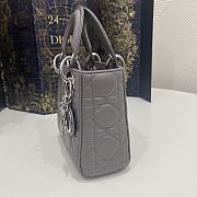 Dior Mini Lady Bag Gray Lambskin & Silver Hardware Size 17x15x7 cm - 2