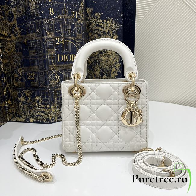 Dior Mini Lady Bag White Lambskin Size 17 x 15 x 7 cm - 1
