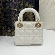 Dior Mini Lady Bag White Lambskin Size 17 x 15 x 7 cm - 3