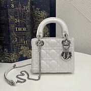 Dior Mini Lady Bag White Lambskin & Silver Hardware Size 17x15x7 cm - 1