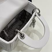 Dior Mini Lady Bag White Lambskin & Silver Hardware Size 17x15x7 cm - 6