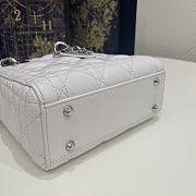 Dior Mini Lady Bag White Lambskin & Silver Hardware Size 17x15x7 cm - 5