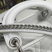 Dior Mini Lady Bag White Lambskin & Silver Hardware Size 17x15x7 cm - 4