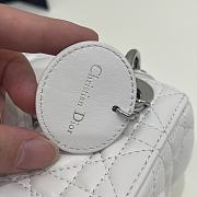 Dior Mini Lady Bag White Lambskin & Silver Hardware Size 17x15x7 cm - 3