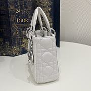 Dior Mini Lady Bag White Lambskin & Silver Hardware Size 17x15x7 cm - 2