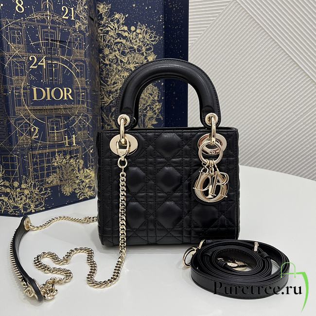 Dior Mini Lady Bag Black Lambskin Size 17 x 15 x 7 cm - 1