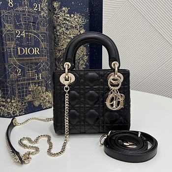 Dior Mini Lady Bag Black Lambskin Size 17 x 15 x 7 cm