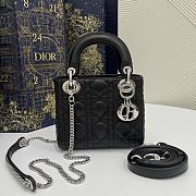 Dior Mini Lady Bag Black Lambskin & Silver Hardware Size 17x15x7 cm - 1