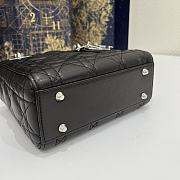 Dior Mini Lady Bag Black Lambskin & Silver Hardware Size 17x15x7 cm - 6