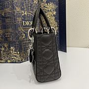 Dior Mini Lady Bag Black Lambskin & Silver Hardware Size 17x15x7 cm - 4