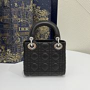 Dior Mini Lady Bag Black Lambskin & Silver Hardware Size 17x15x7 cm - 3