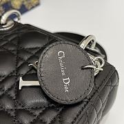 Dior Mini Lady Bag Black Lambskin & Silver Hardware Size 17x15x7 cm - 2