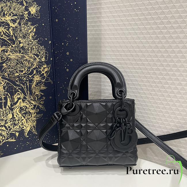 Dior Micro Lady Bag Black Cannage Calfskin with Diamond Motif 12x10x5 cm - 1