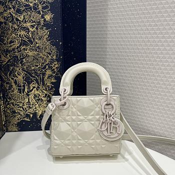 Dior Micro Lady Bag White Cannage Calfskin with Diamond Motif 12x10x5 cm